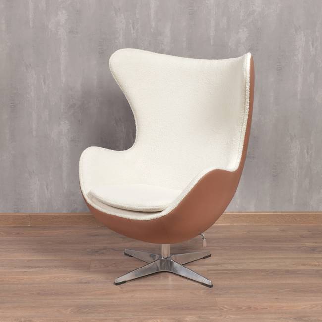 Кресло EGG STYLE CHAIR коричневый, белый, экокожа Кресло EGG STYLE CHAIR коричневый, белый, экокожа