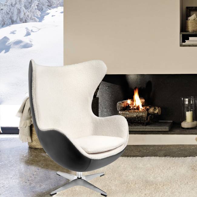 Кресло EGG STYLE CHAIR коричневый, белый, экокожа Кресло EGG STYLE CHAIR коричневый, белый, экокожа