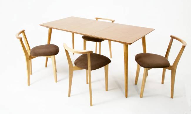 Стол Монте 120 натур со стульями Франк натур велюр коричневый