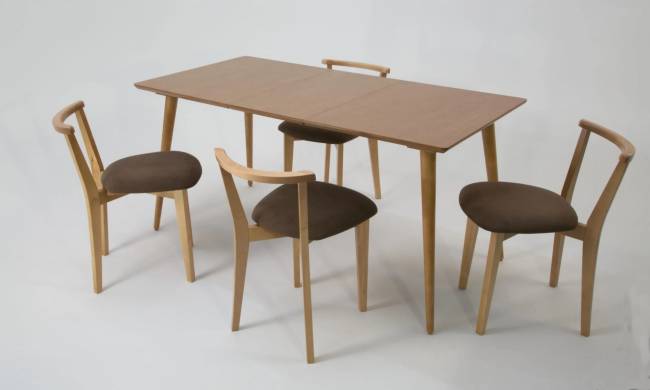 Стол Монте 120 натур со стульями Франк натур велюр коричневый