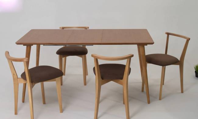 Стол Монте 120 натур со стульями Франк натур велюр коричневый