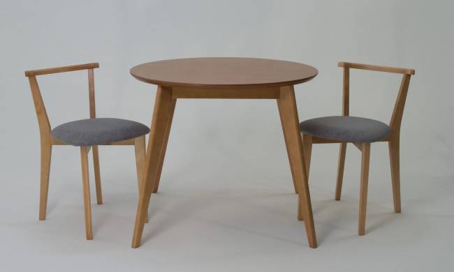 Стол Сканди К 100 натур со стульями Франк натур рогожка серый Стол Сканди К 100 натур со стульями Франк натур рогожка серый