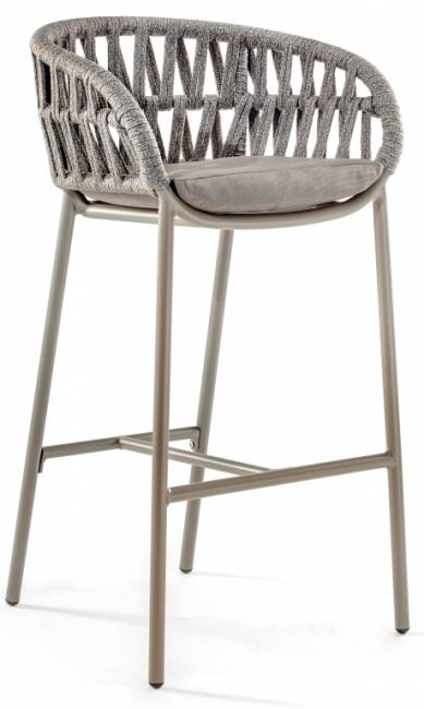 Кресло барное плетеное с подушкой Tahiti тортора, серебристый серый, тортора 560х570х1040 мм Кресло барное плетеное с подушкой Tahiti тортора, серебристый серый, тортора 560х570х1040 мм