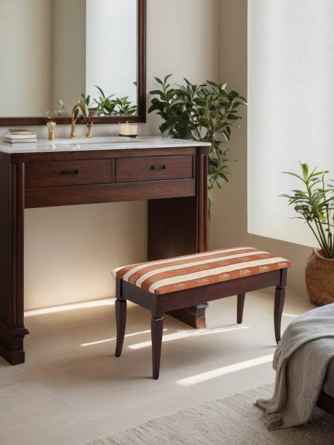 Банкетка Вивальди М с ящиком средне-коричневый, ткань полоса коричн.