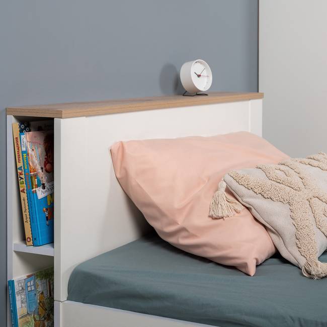 Кровать детская Джастин 11.54 цвет белый шагрень/дуб белый эксклюзив Кровать детская Джастин 11.54 цвет белый шагрень/дуб белый эксклюзив