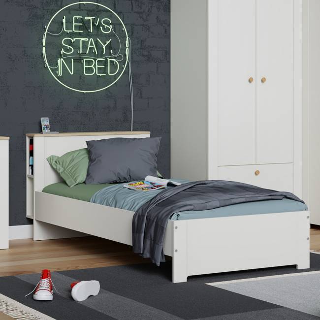 Кровать детская Джастин 11.54 цвет белый шагрень/дуб белый эксклюзив Кровать детская Джастин 11.54 цвет белый шагрень/дуб белый эксклюзив