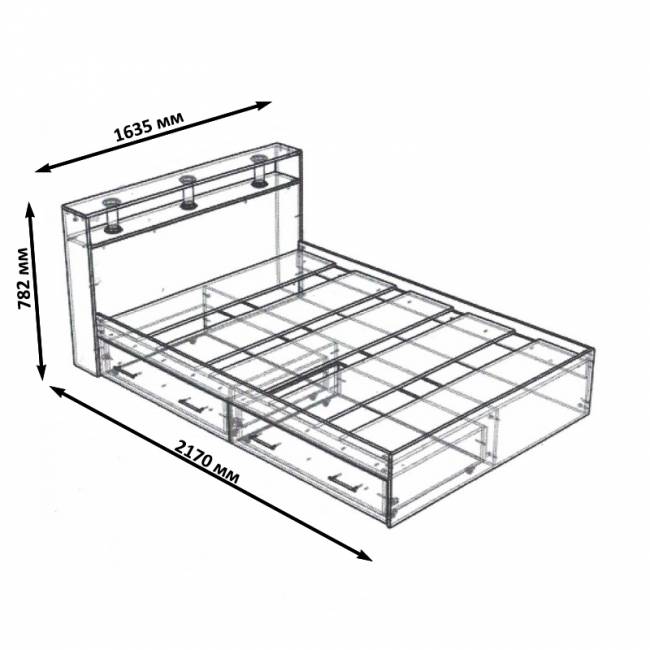 Кровать с ящиками Камелия 1600 цвет дуб сонома