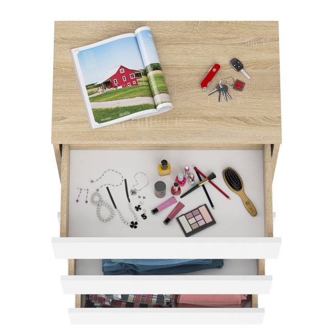 Узкий комод пять ящиков Мори МК700.5 цвет дуб сонома/белый