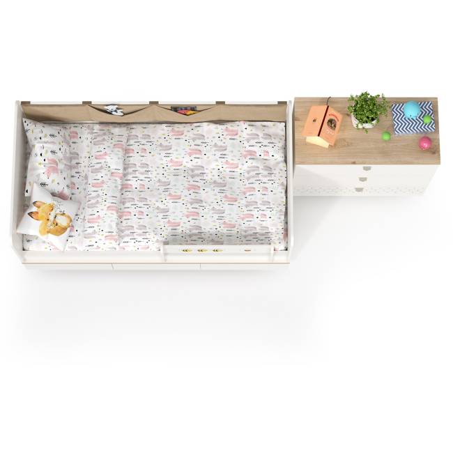 Детская кровать с ящиками и комод Эйп цвет белый/дуб белый