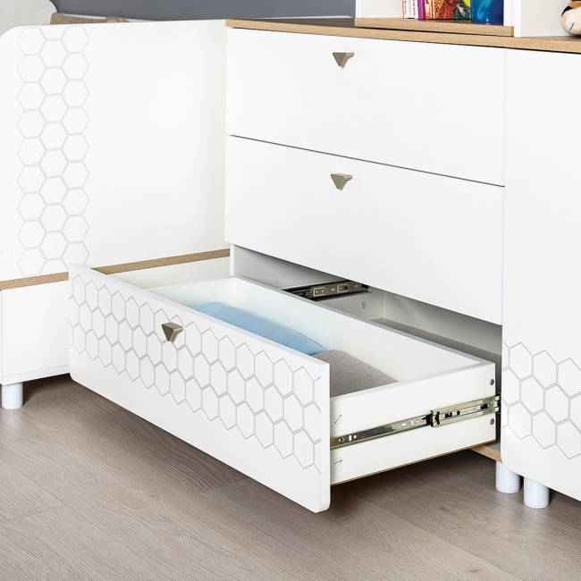 Детская кровать с ящиками и комод Эйп цвет белый/дуб белый