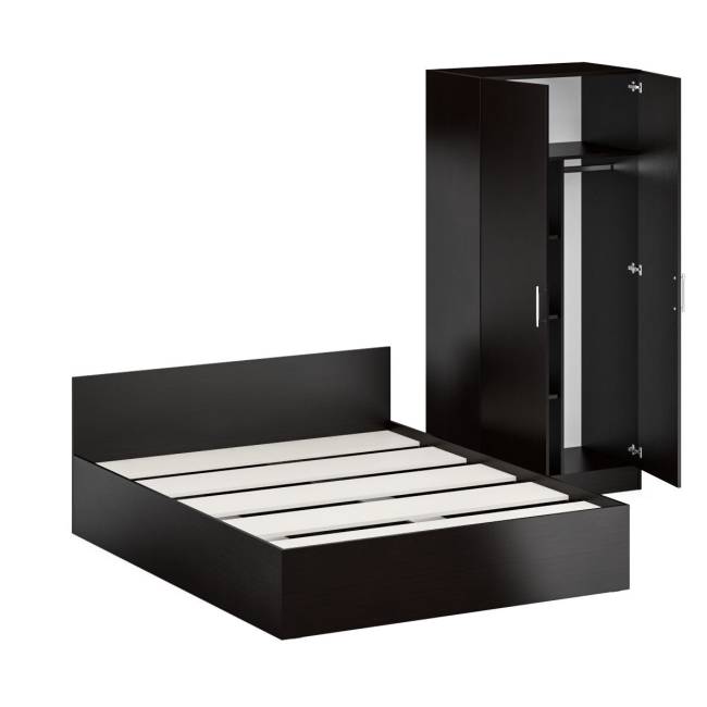 Кровать двуспальная 1600 со шкафом для одежды 2-х створчатым Стандарт цвет венге Кровать двуспальная 1600 со шкафом для одежды 2-х створчатым Стандарт цвет венге