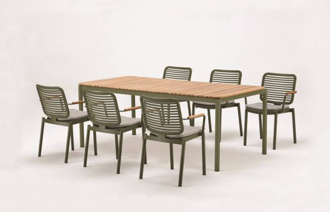 Стол обеденный деревянный Armona зеленый, натуральный 2000х1000х760 мм Стол обеденный деревянный Armona зеленый, натуральный 2000х1000х760 мм