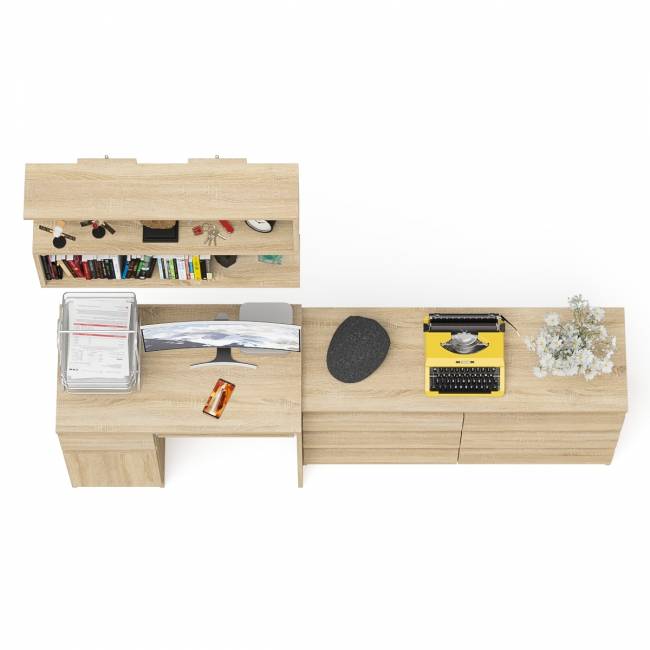 Большой комод на 6-ть ящиков Мори с компьютерным столом МС-1 левый и полка открытая на 900 цвет дуб сонома Большой комод на 6-ть ящиков Мори с компьютерным столом МС-1 левый и полка открытая на 900 цвет дуб сонома