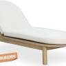 Шезлонг-лежак деревянный с матрасом (не для HoReCa) Pill светлый тик, бежевый 1900х630х280 мм