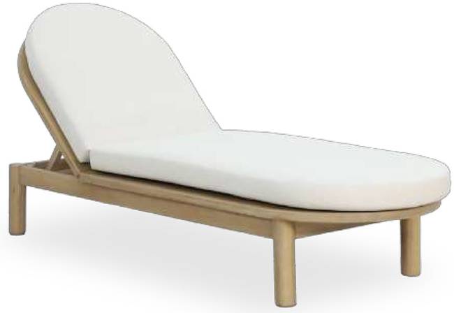 Шезлонг-лежак деревянный с матрасом (не для HoReCa) Pill светлый тик, бежевый 1900х630х280 мм