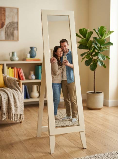 Зеркало напольное BeautyStyle 1 слоновая кость 130 см х 35 см