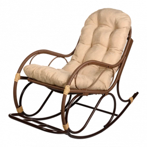 Кресло качалка с подножкой из искусственного ротанга, какао