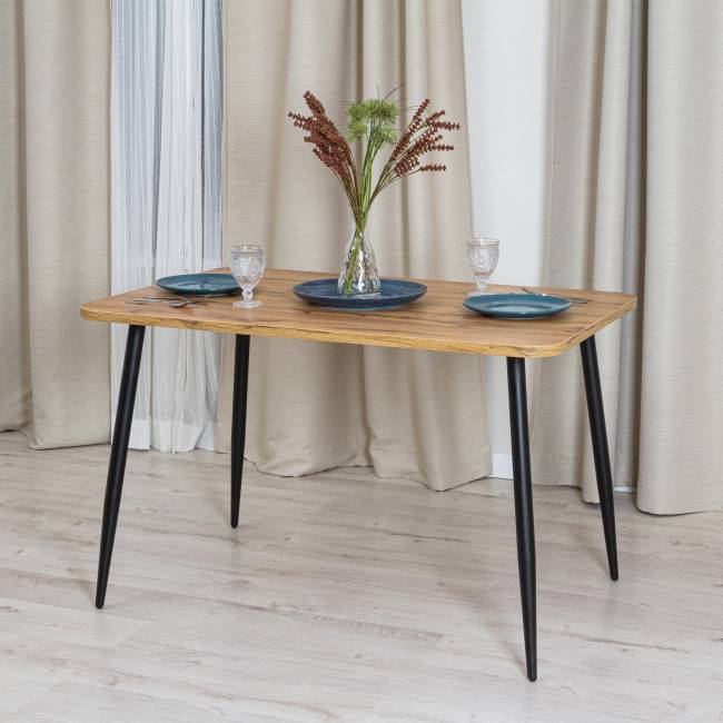 Стол PLUTO ЛДСП/металл, 120x80x77 см, Дуб вотан/Черный Дуб вотан/Черный ЛДСП/металл Стол PLUTO ЛДСП/металл, 120x80x77 см, Дуб вотан/Черный Дуб вотан/Черный ЛДСП/металл