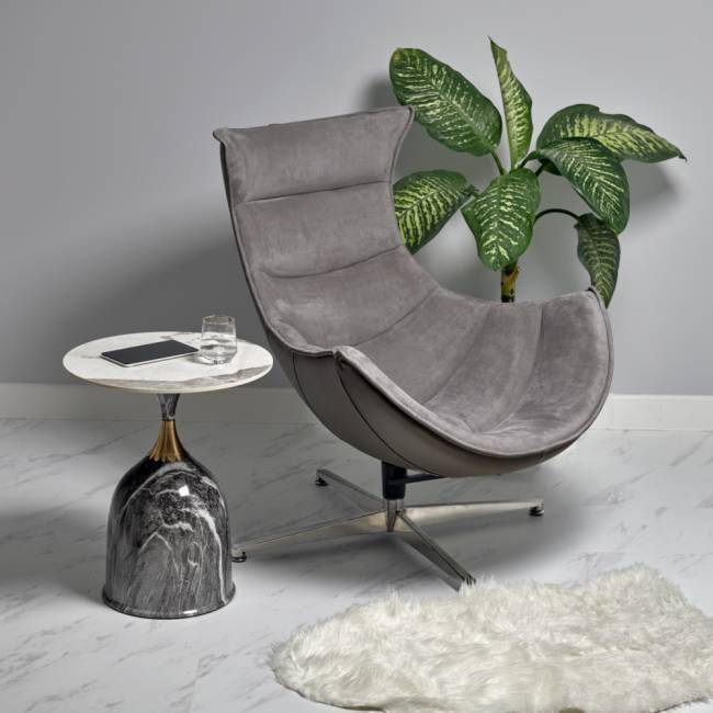 Кресло LOBSTER CHAIR серый искусственная замша, серый Кресло LOBSTER CHAIR серый искусственная замша, серый